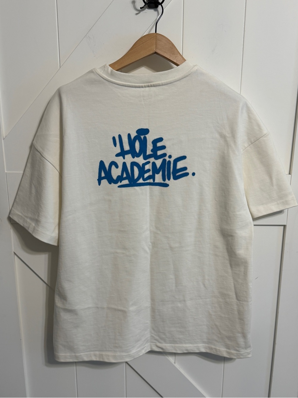 Hole Academie Unisex Oversized Graphic T-Shirt S Cream Blue Turkey Streetwear